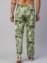 Men's Printed, Green, Cotton, Regular Fit, Elasticated, Waistband, Pyjama  With Side Pockets